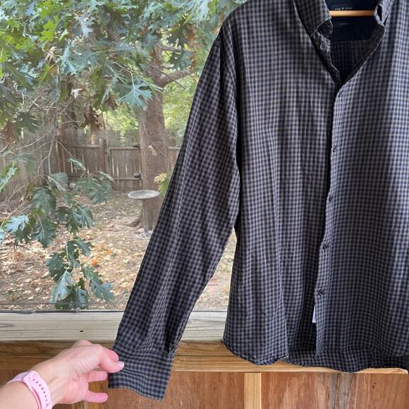 Rag & Bone Men's Brown & Black Check Print Button Down Shirt Size XXL - Picture 3 of 10